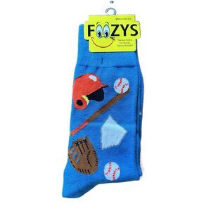 Foozys Blue Baseball Theme Sport Socks Men One Size New